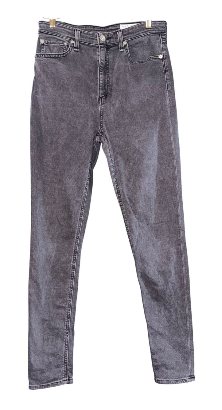 Rag & Bone Nina High Rise Skinny Jeans Women's 27 Washed Black Preppy Stretch